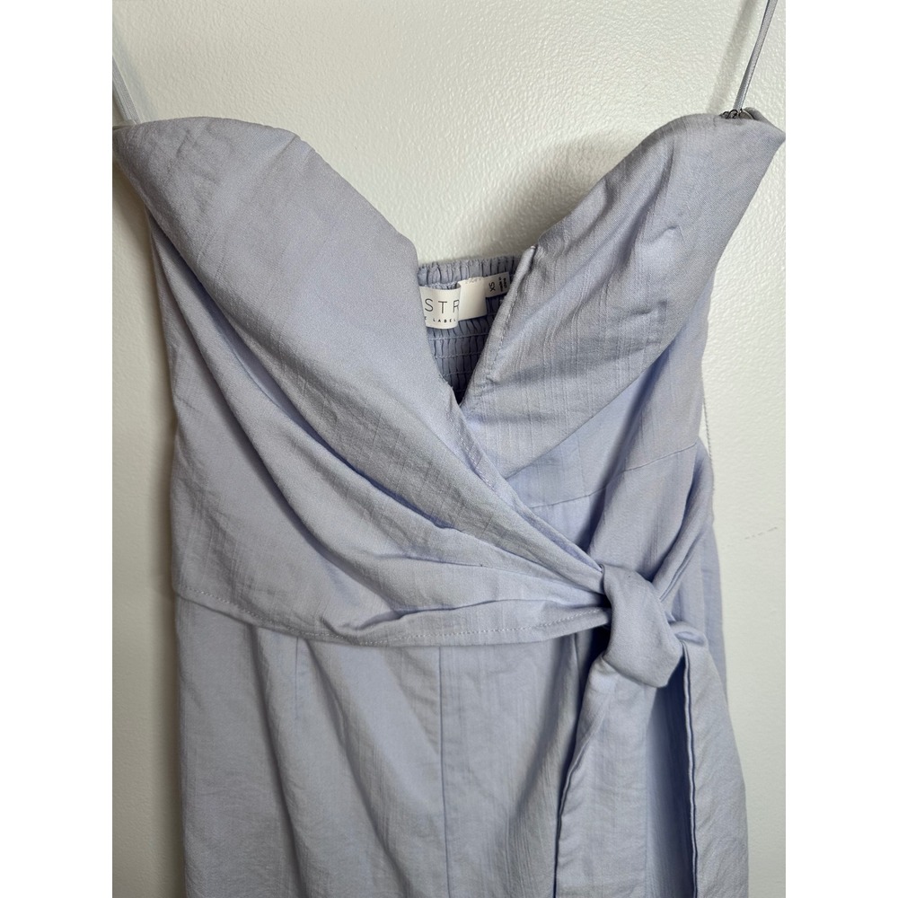 ASTR the Label Strapless Wrap Front Wide Leg Jumpsuit Light Blue XS Smocked Back - Picture 2 of 9